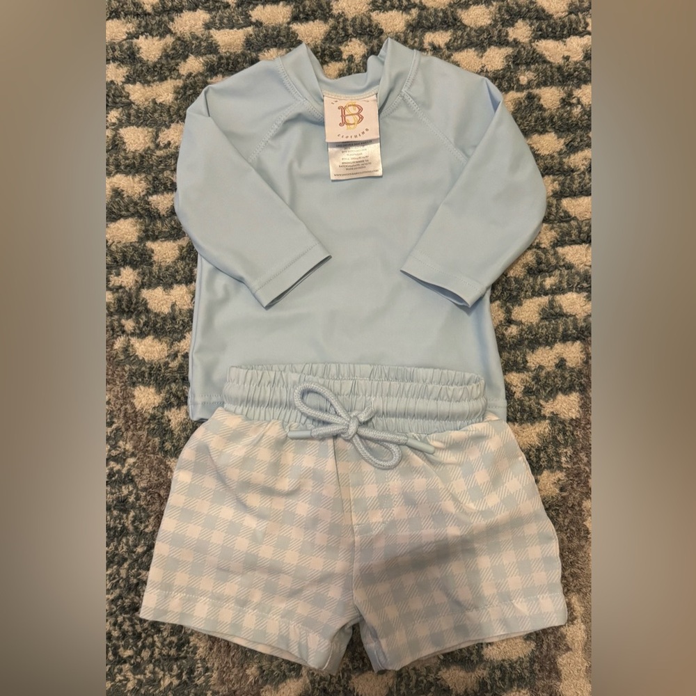 Swoon Baby Light Blue Swim Trunk & Rash Guard Set